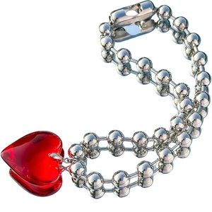 Glass Red Heart ♥️ Valentines Day Necklace Y2K❤️❤️❤️❤️❤️